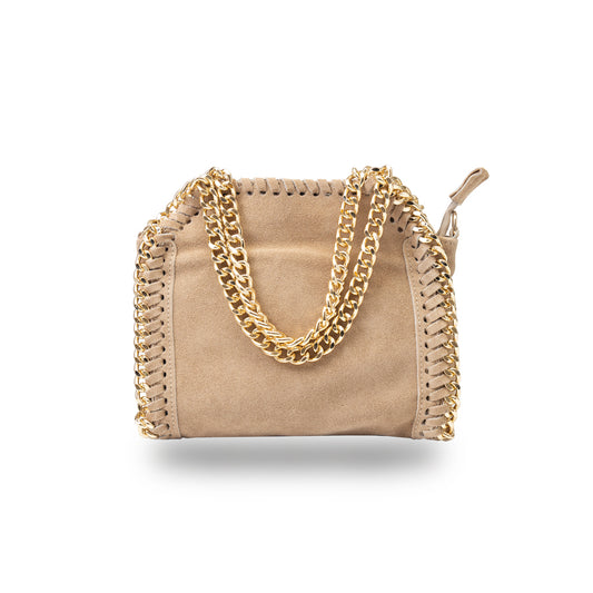 Sac à main femme en cuir véritable taupe Ilona