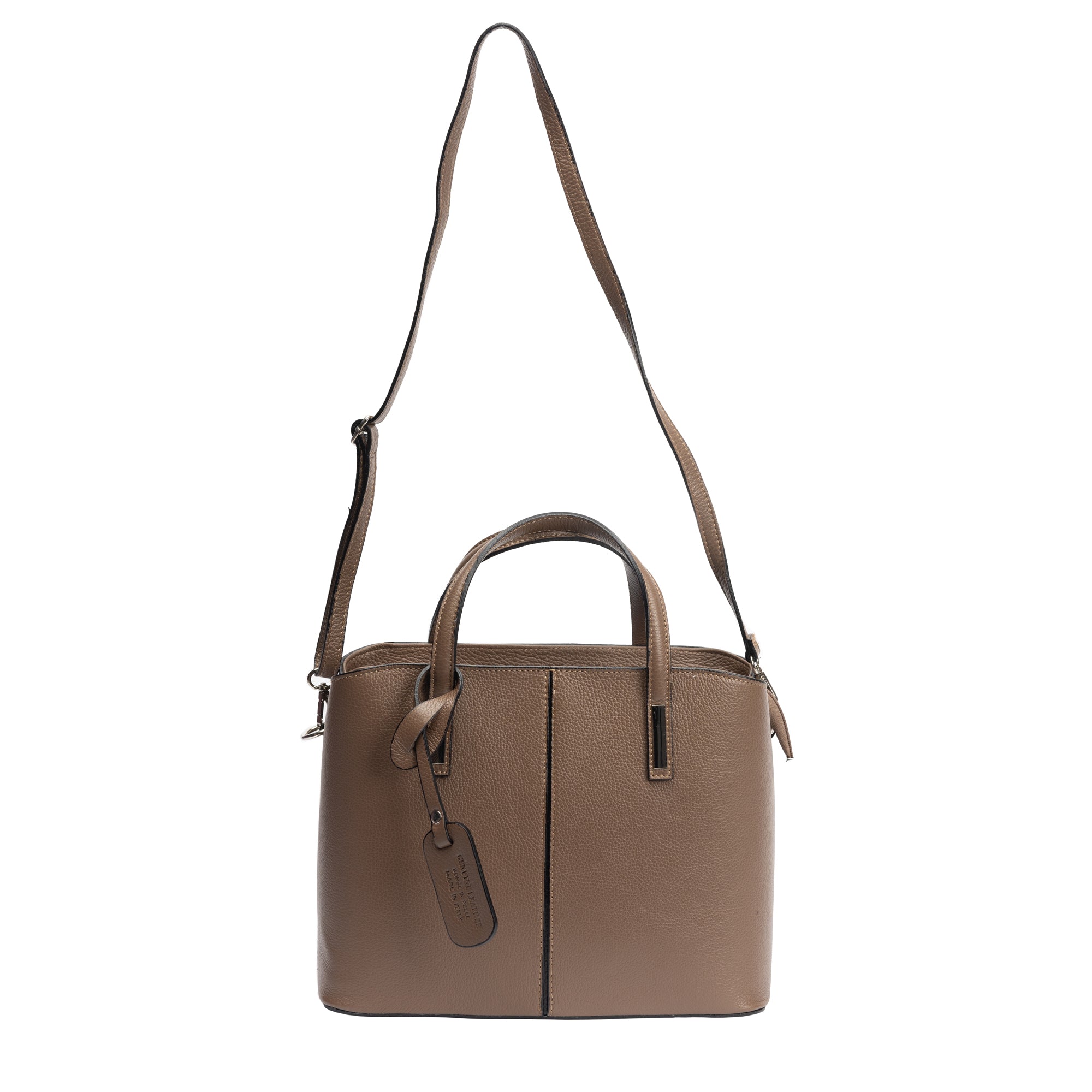 Sac pour femme en cuir véritable taupe Mara