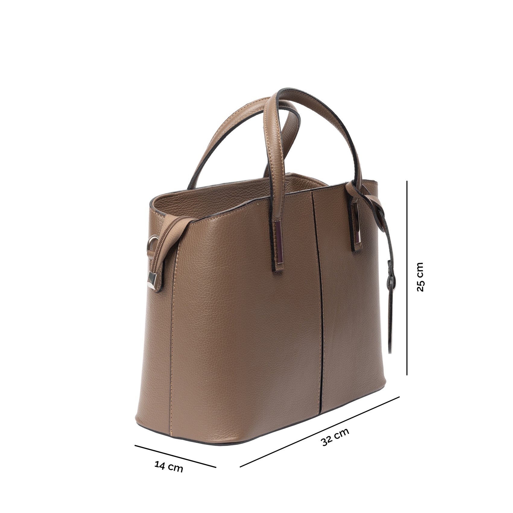 Sac pour femme en cuir véritable taupe Mara