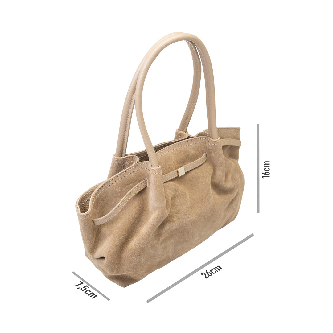Sac à main femme en cuir véritable taupe clair Elena