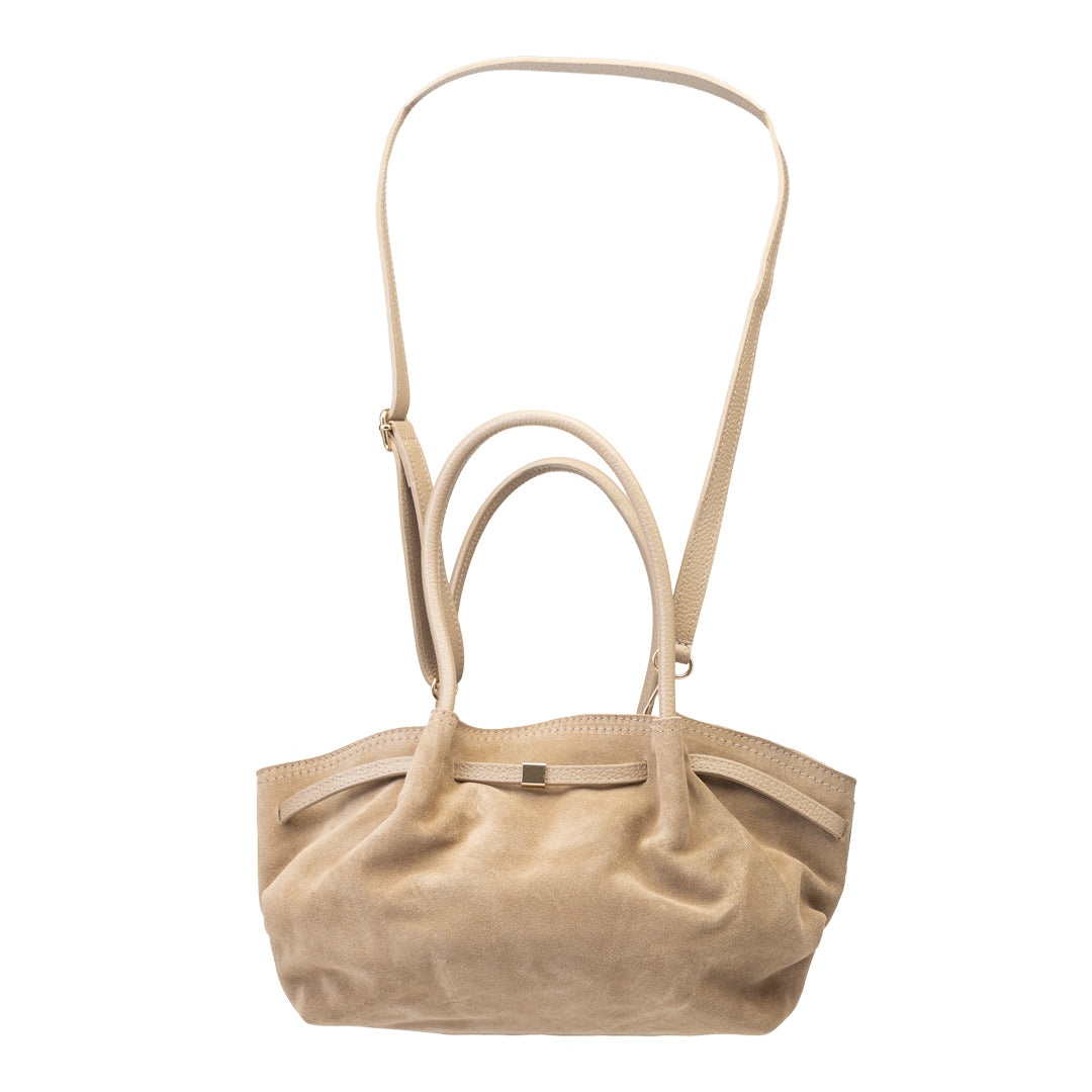 Sac à main femme en cuir véritable taupe clair Elena