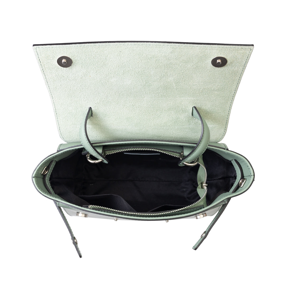 Sac femme en cuir véritable vert sauge Erika