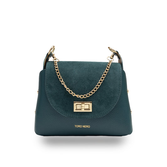 Sac à main pour femme en daim vert pétrole Raisa