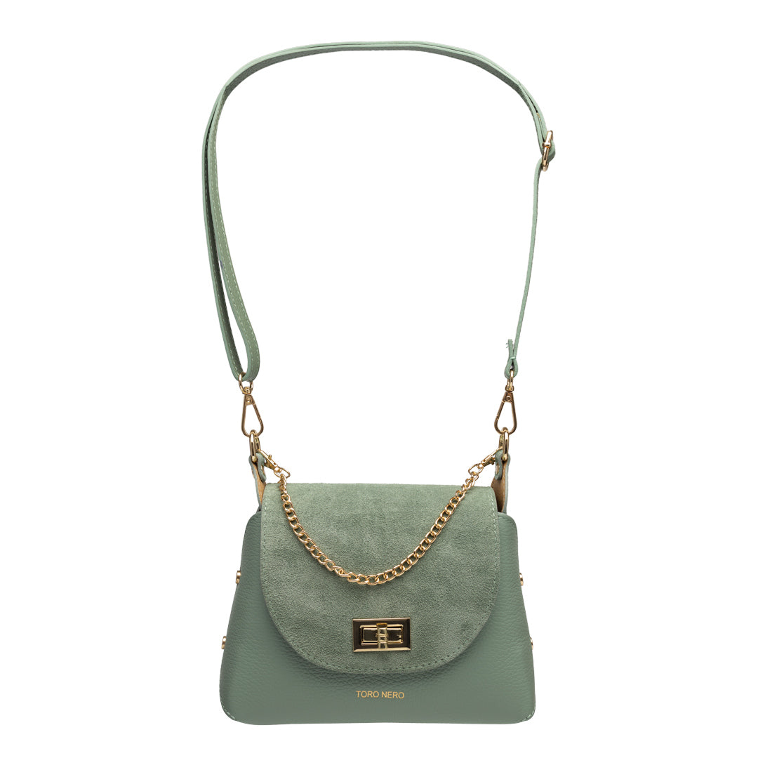 Sac femme en daim naturel, vert sauge Raisa