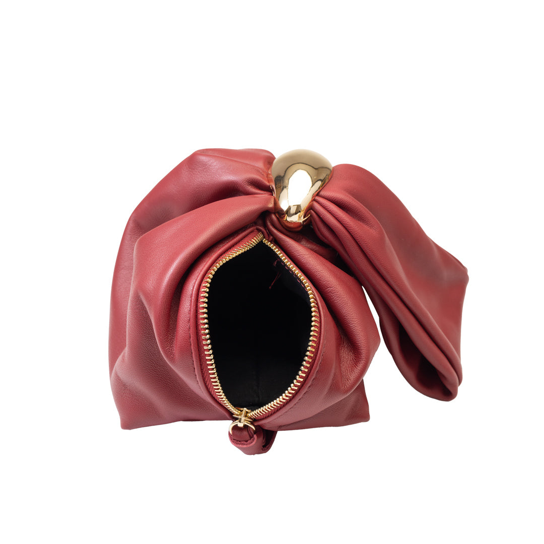 Sac à main femme en cuir véritable bordeaux Eliza