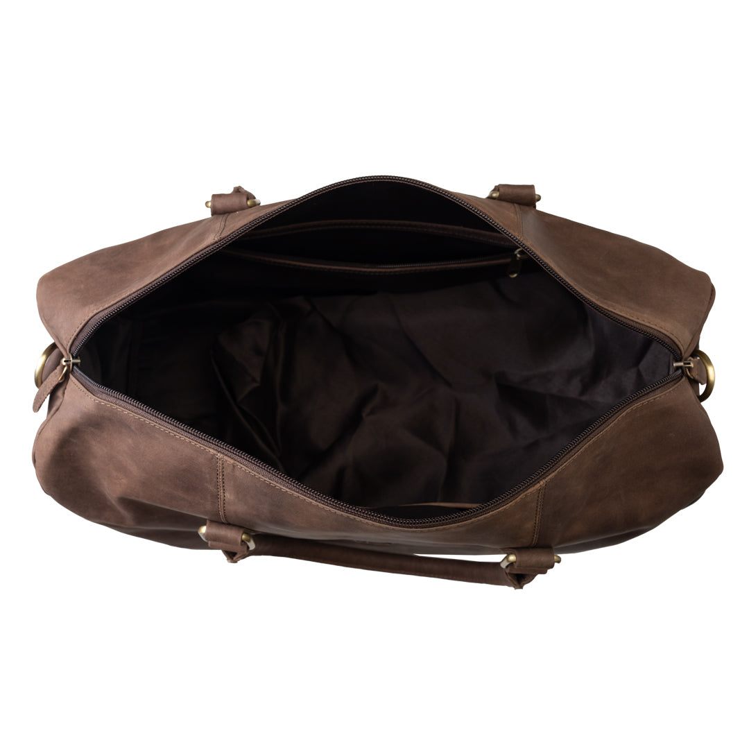 Sac de voyage/sport en cuir véritable marron foncé Travel Bag