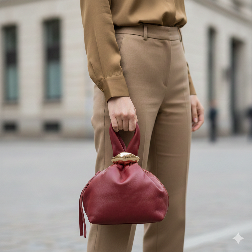 Sac à main femme en cuir véritable bordeaux Eliza