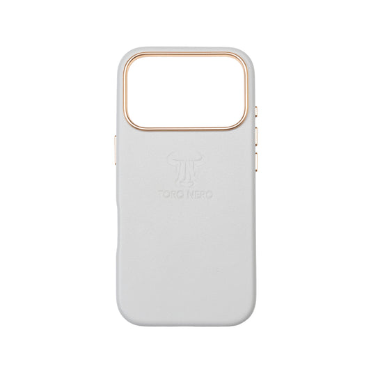 Husa telefon din piele naturala gri deschis Iphone Pro17