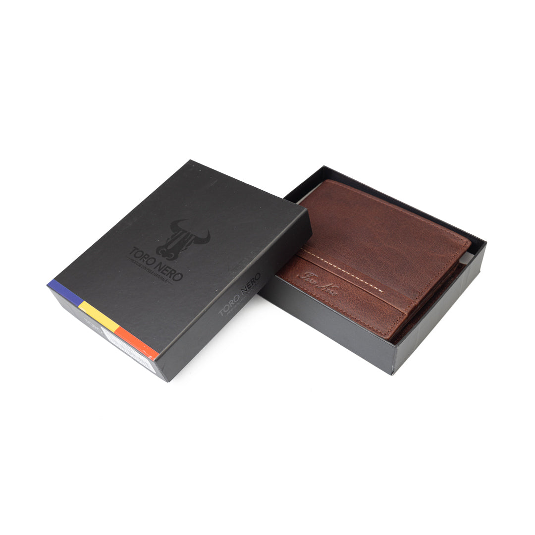 Portefeuille homme en cuir véritable marron Andy, protection RFID