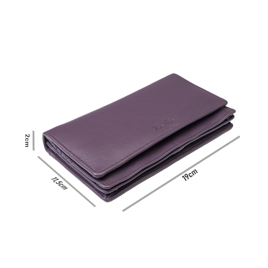 Portefeuille femme en cuir véritable violet Chiara, protection RFID