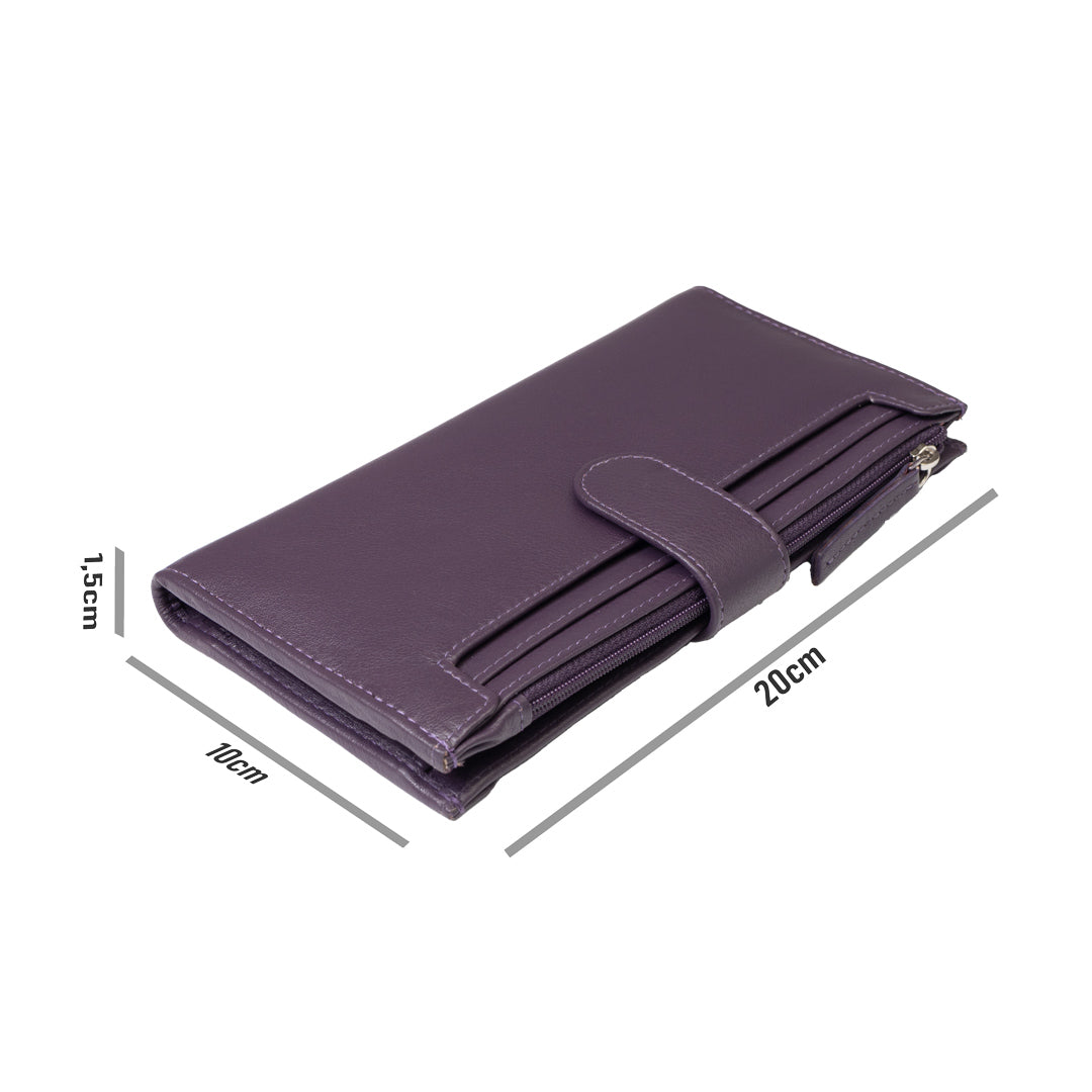 Cory női pénztárca valódi lila bőrből, RFID-védelemmel