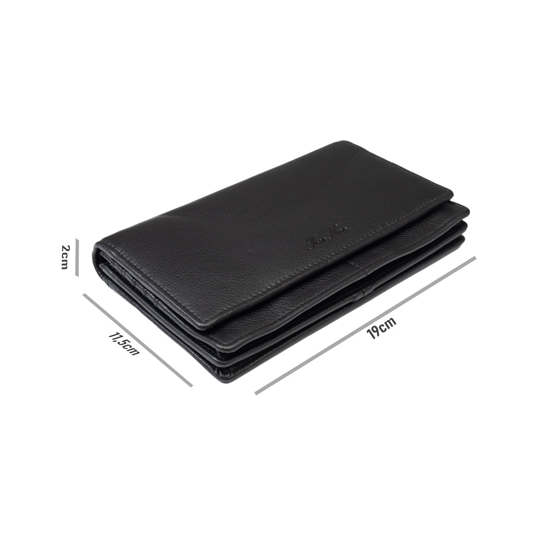 Portefeuille femme en cuir véritable noir Chiara, protection Rfid