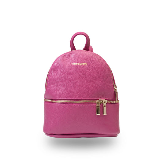 Fuchsiafarbener Teen Spirit Damenrucksack aus echtem Leder