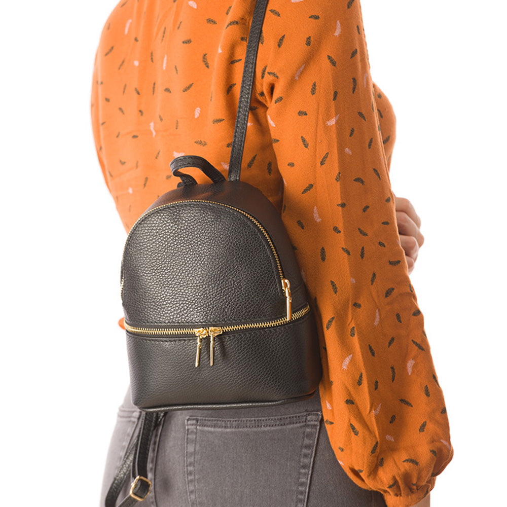 Sac à dos pour femme en cuir véritable noir Teen Spirit