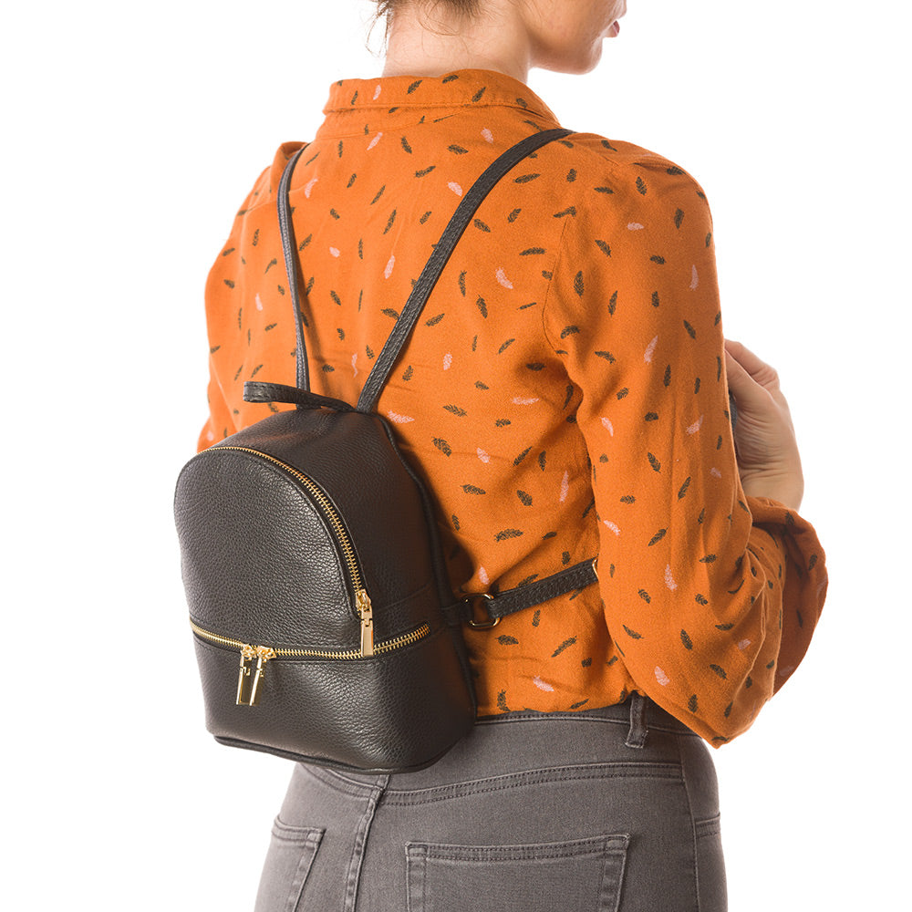 Sac à dos pour femme en cuir véritable noir Teen Spirit