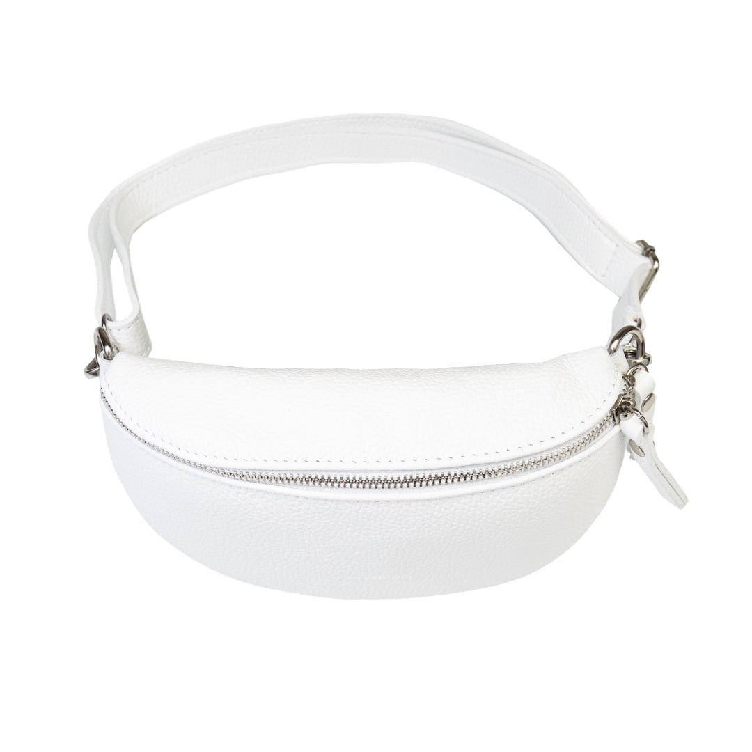 Women's white genuine leather bag Waist Glam