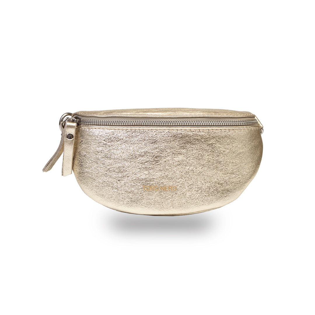 Women's gold genuine leather bag Waist Glam