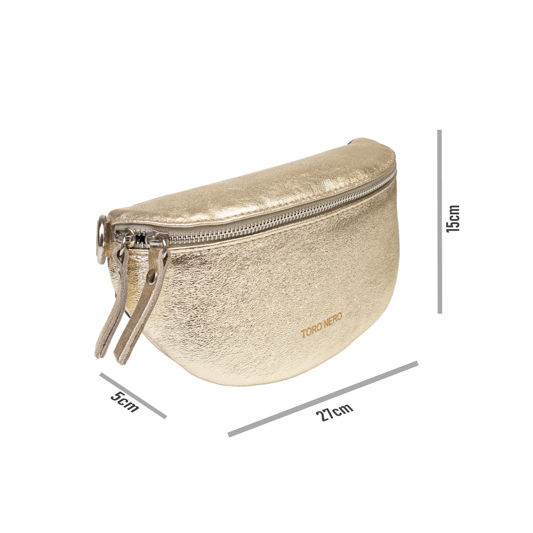 Women's gold genuine leather bag Waist Glam
