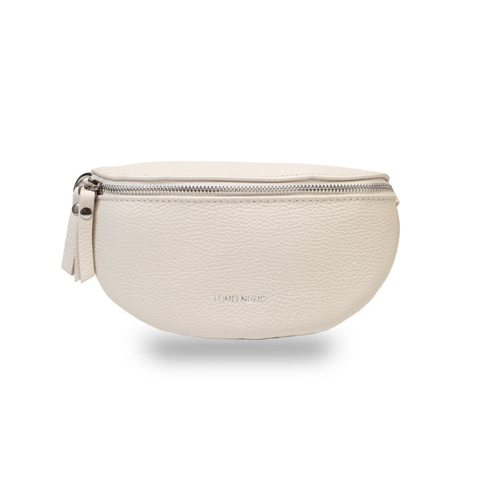 Дамска чанта от естествена кожа в бежов цвят Waist Glam