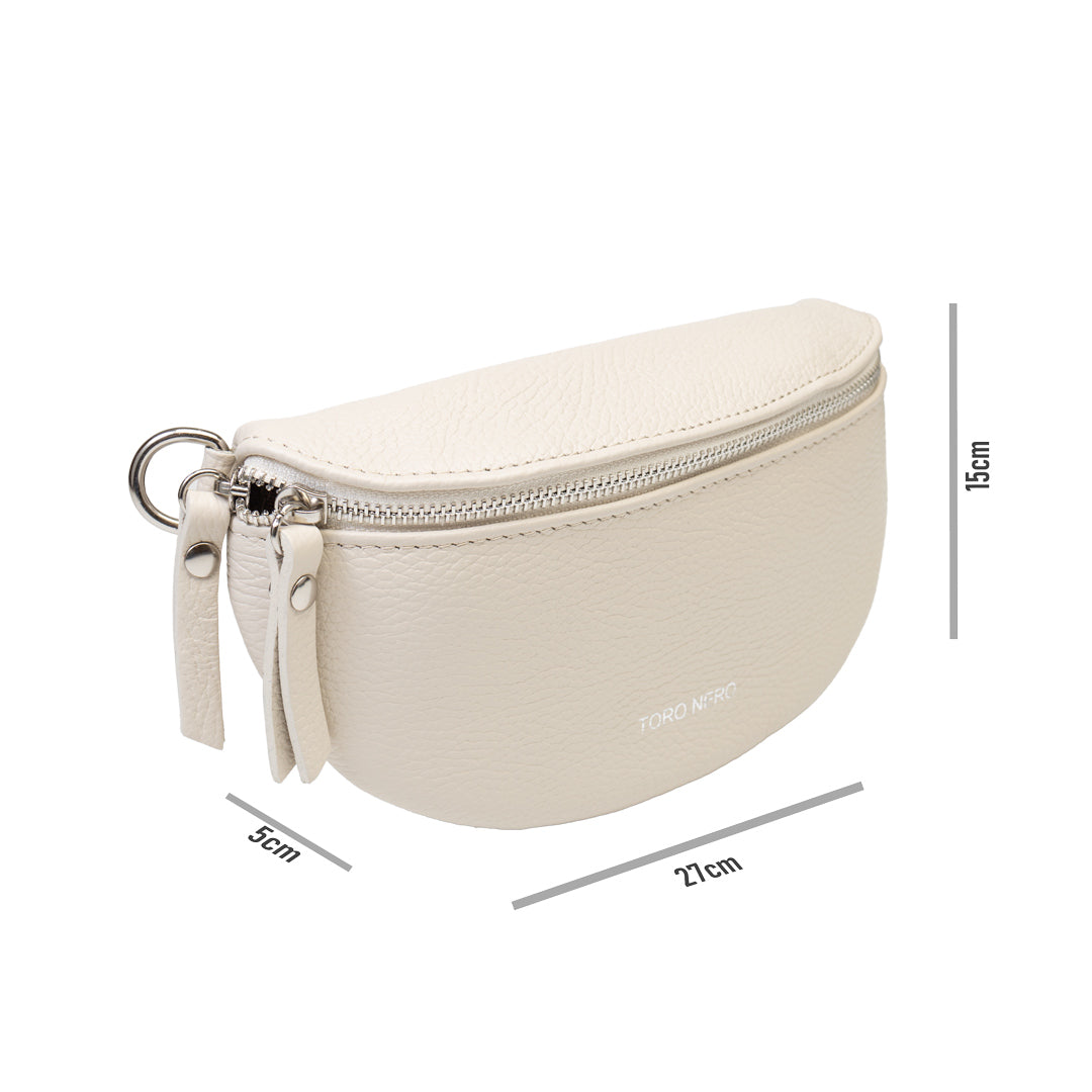 Women's beige genuine leather bag Waist Glam