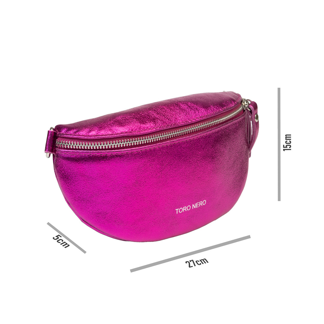 Borsetă damă din piele naturala fucsia Waist Glam