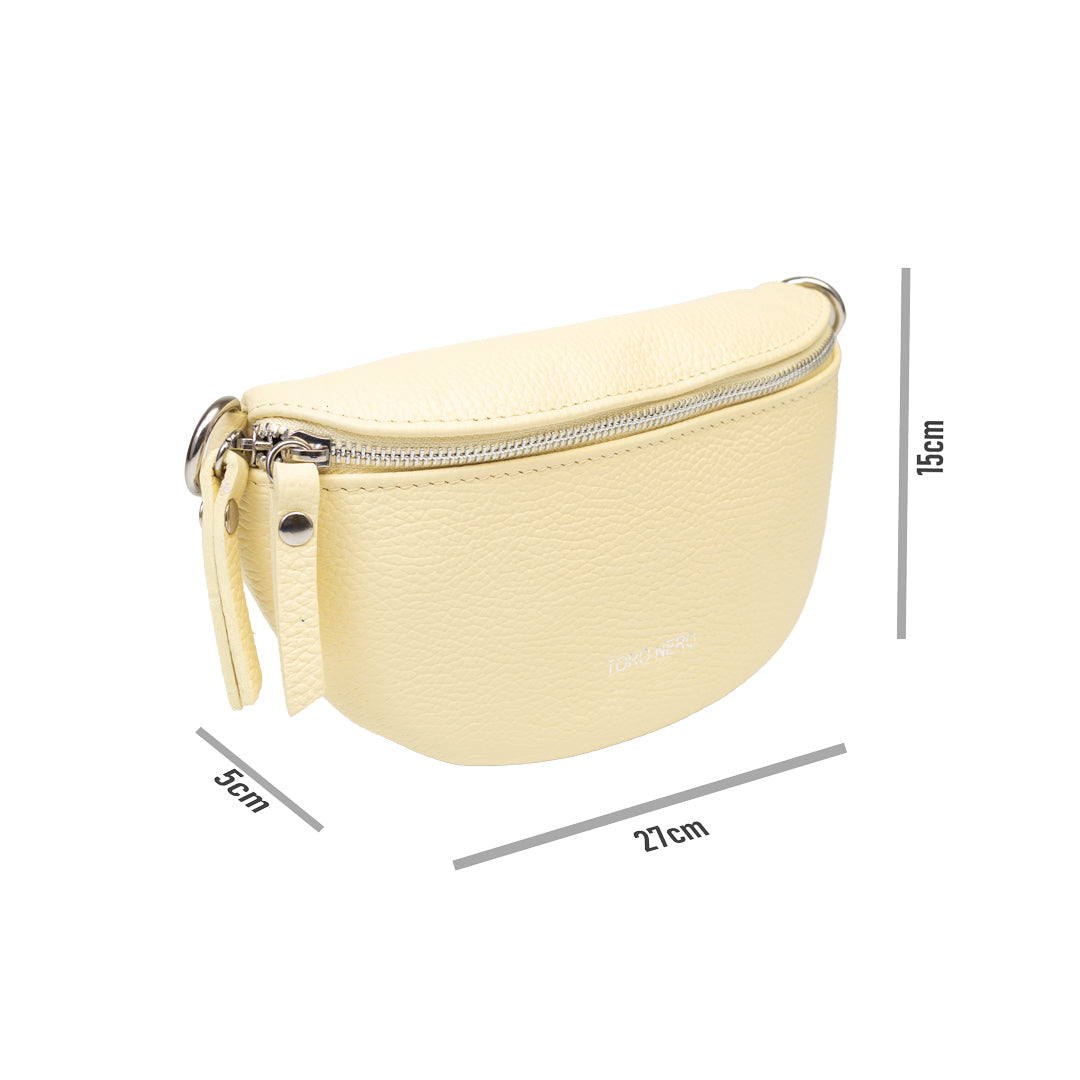 Borsetă damă din piele naturala galben lamai Waist Glam