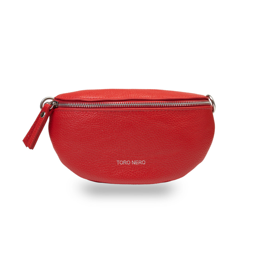 Women's red genuine leather bag Waist Glam