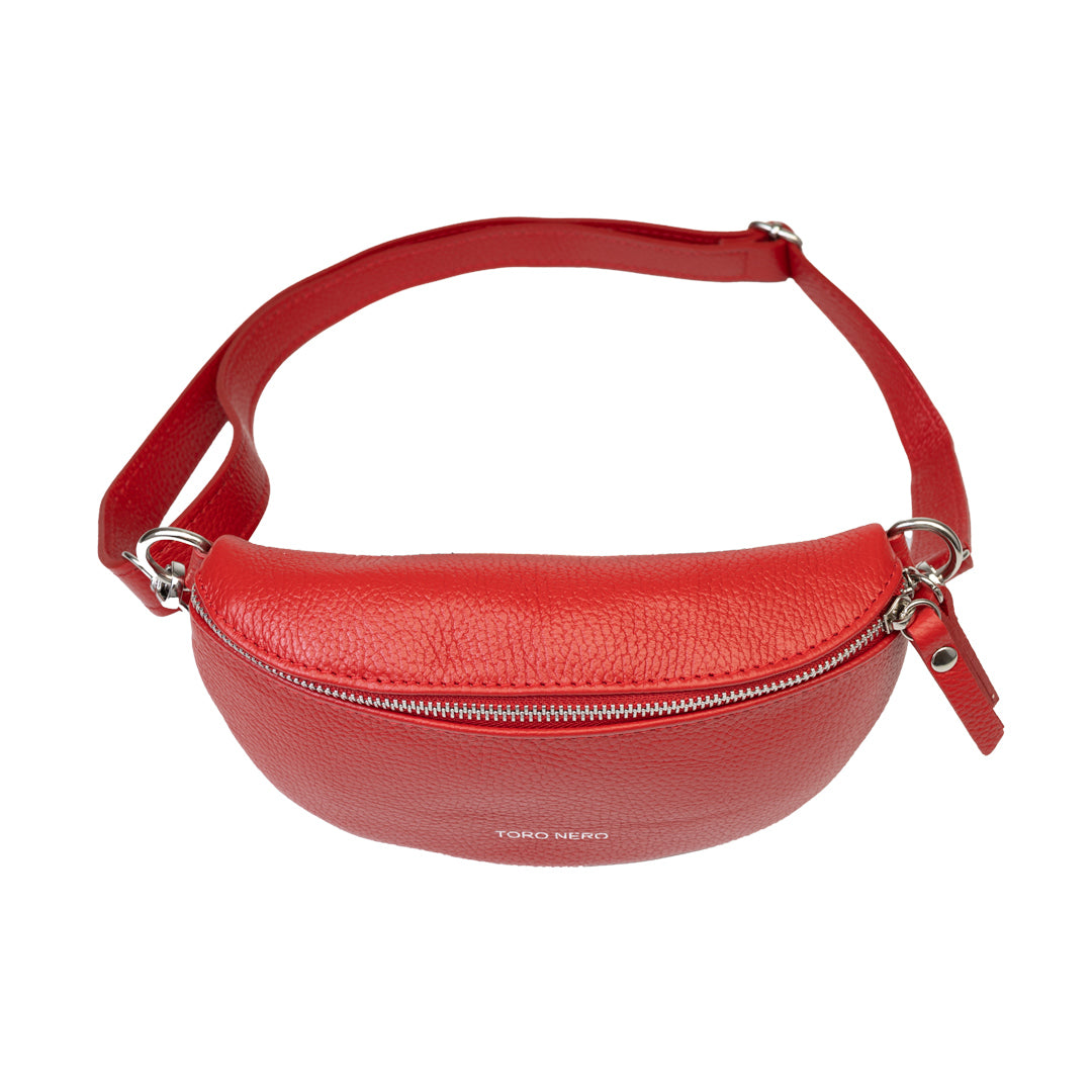 Women's red genuine leather bag Waist Glam