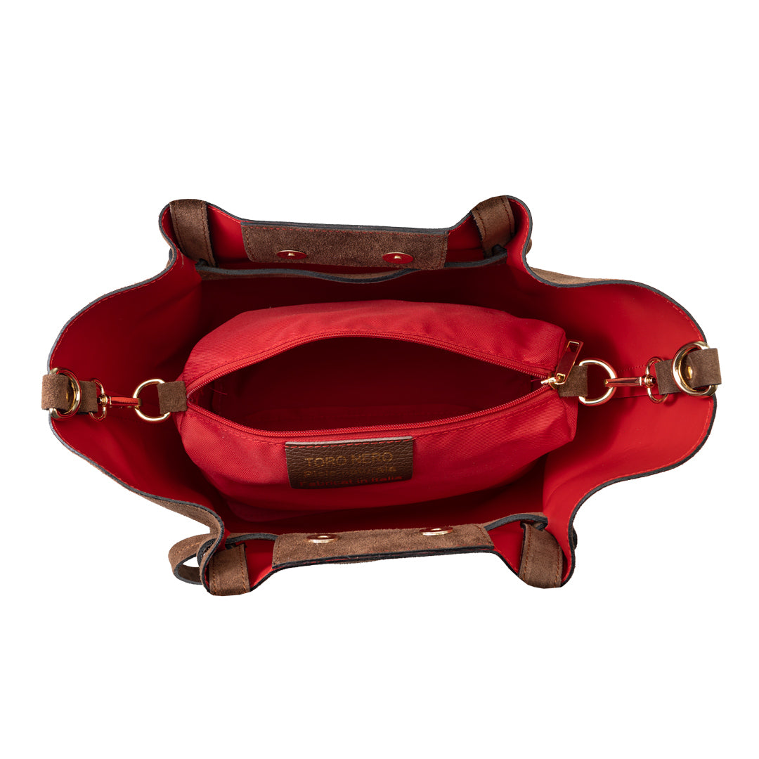 Borsa da donna in pelle scamosciata naturale marrone Loretta