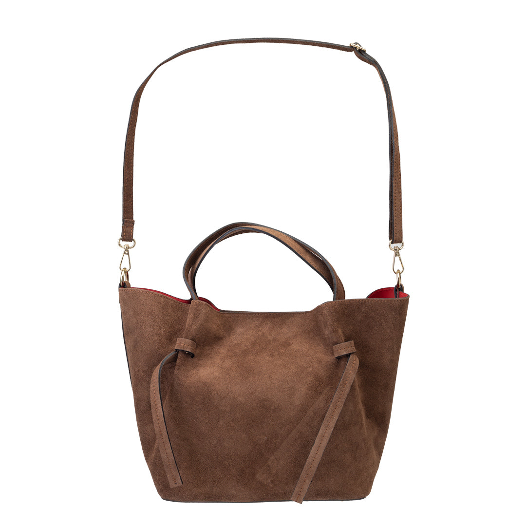 Borsa da donna in pelle scamosciata naturale marrone Loretta