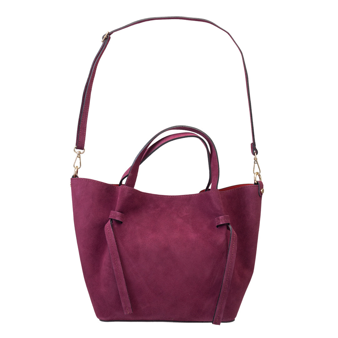 Damenhandtasche aus Veloursleder Pflaume Loretta
