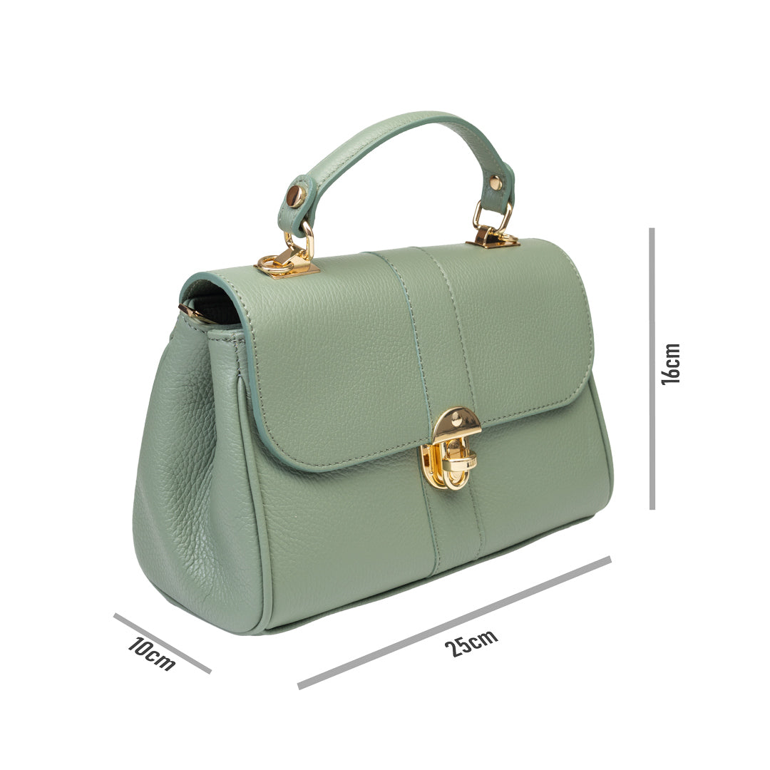 Geanta dama din piele naturala verde salvie Beatrice