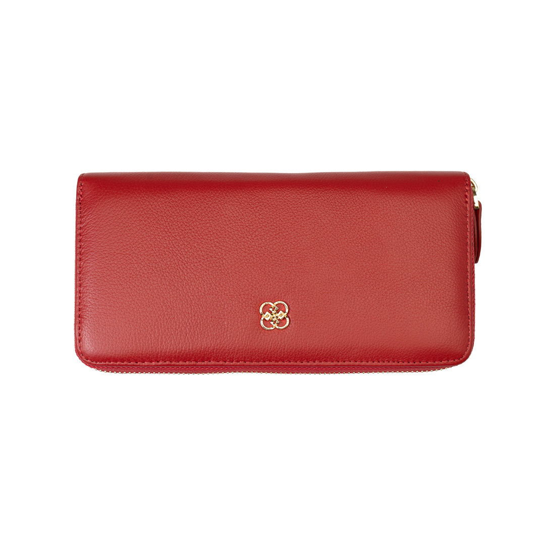 Women's wallet made of genuine leather, red - Arya detail