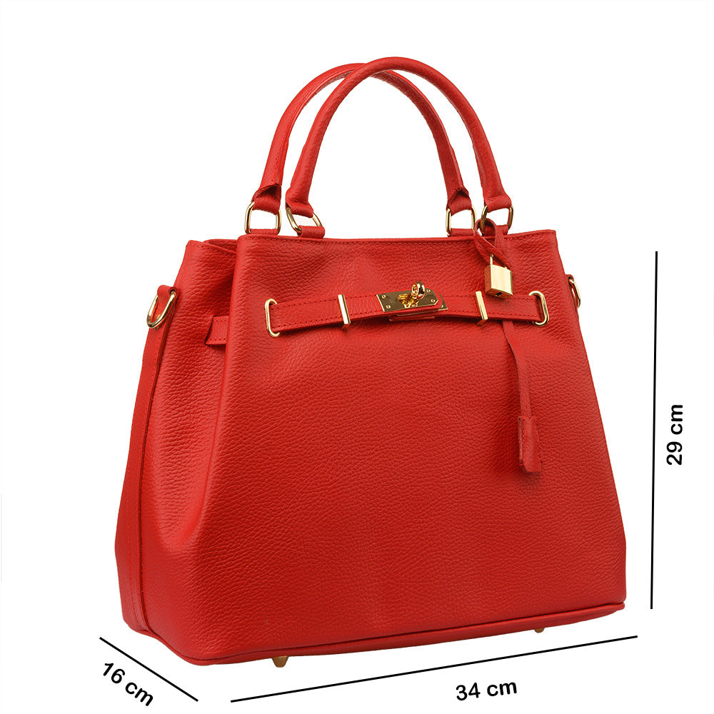 Women's red genuine leather bag Odyssey