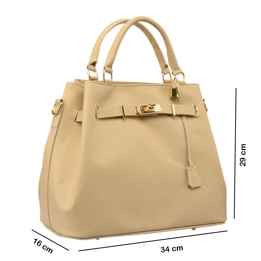 Women's bag made of beige genuine leather Odyssey